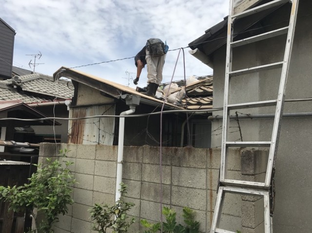屋根上の作業