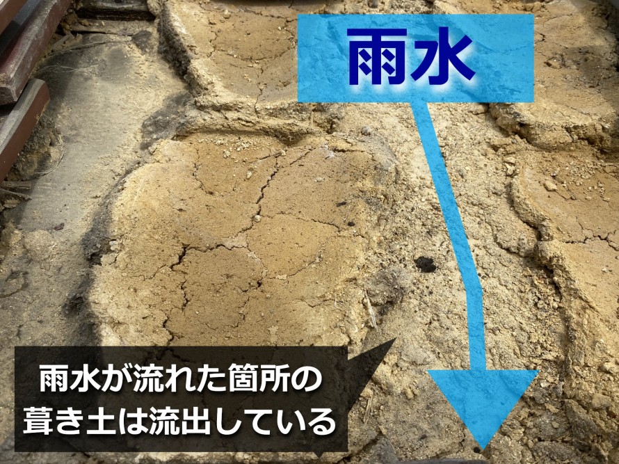 雨水の流れた箇所