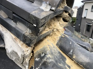 屋根修理鬼瓦飛散