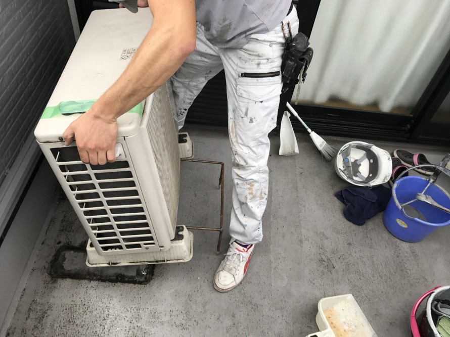 防水工事時室外機移動