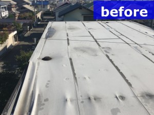 工事前の劣化した陸屋根