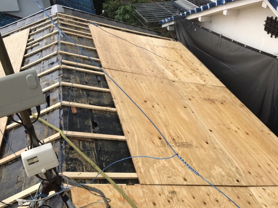 野地板として取り付けた構造用合板