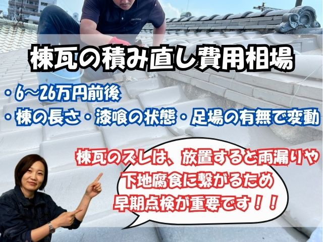 棟瓦の積み直し工事の費用相場