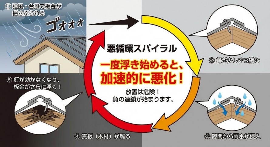棟板金が浮く理由