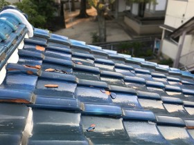 瓦の凍て割れ
